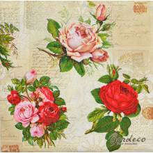 Serwetka do decoupage MAKI róże vintage 33x33cm